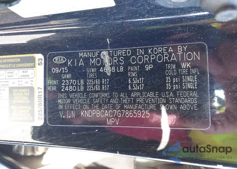 2016 Kia Sportage Lx from USA, damaged, VIN KNDPBCAC7G7865925